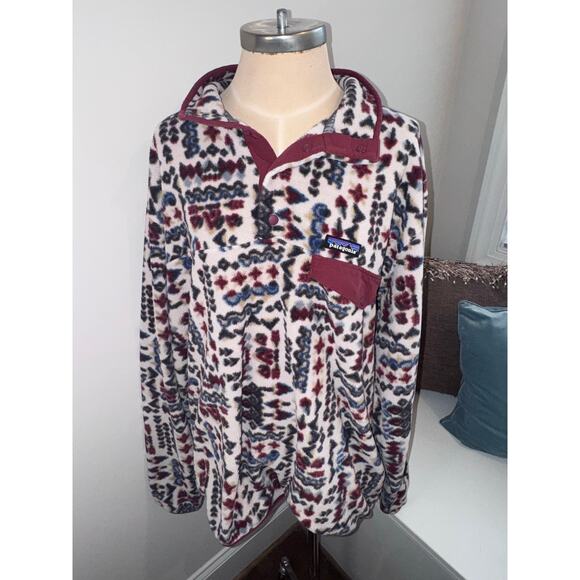 Patagonia Other - Patagonia Men's Printed Fleece Pullover Jacket in Multi/Maroon